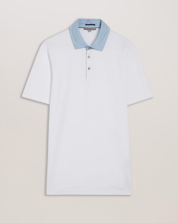 Polo Ted Baker Short Sleeve Woven Collar Blanche Homme | WTO-40440171